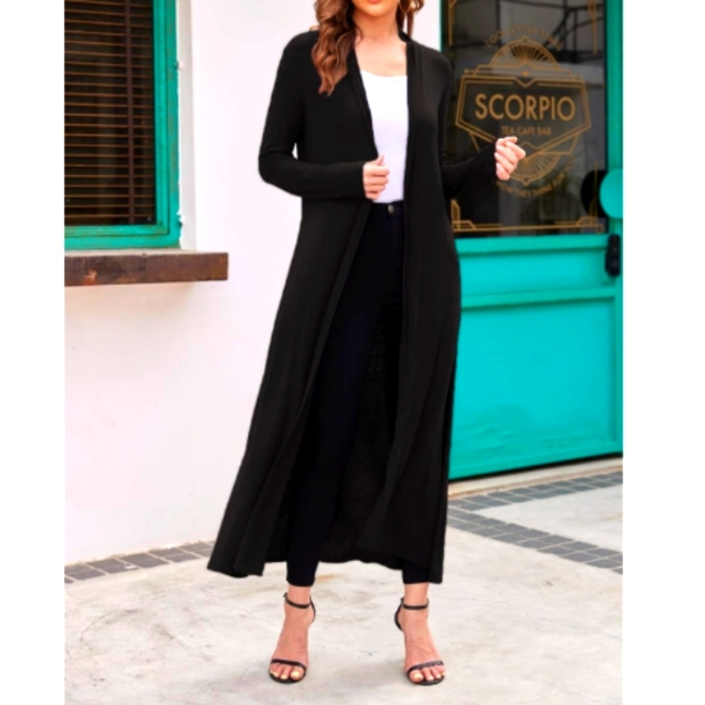 ISAAC LEVI Chic Black Long Cardigan
